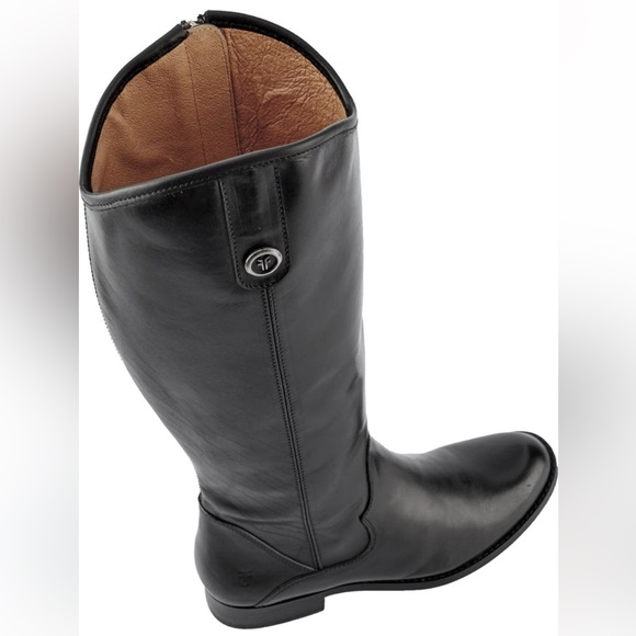 NIB Frye Marissa Medallion Inside Zip Tall Black Leather Riding Boot - Size 9 - Picture 4 of 16